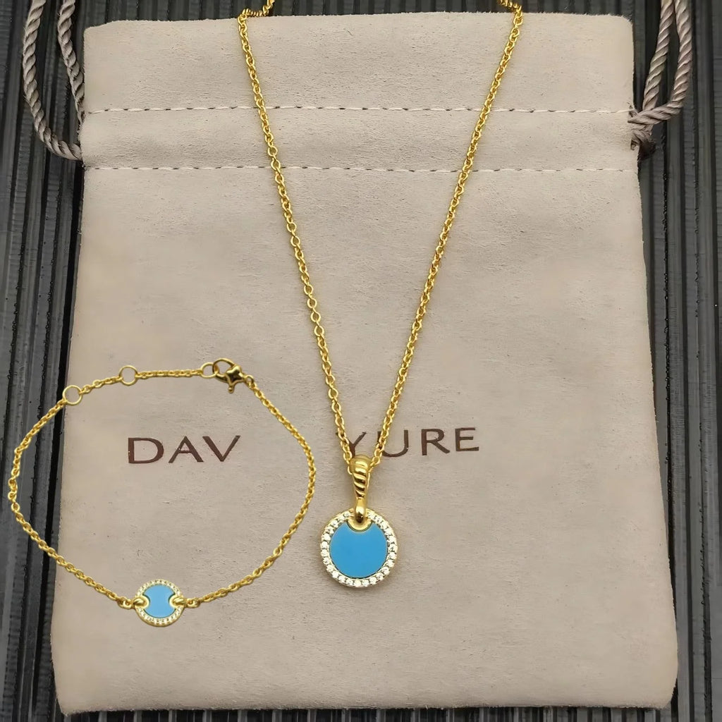 2025 New High-Quality Christmas Elegant and Simple Gold-Plated Round Bracelets and Necklaces Set - Valentine's Day Gift