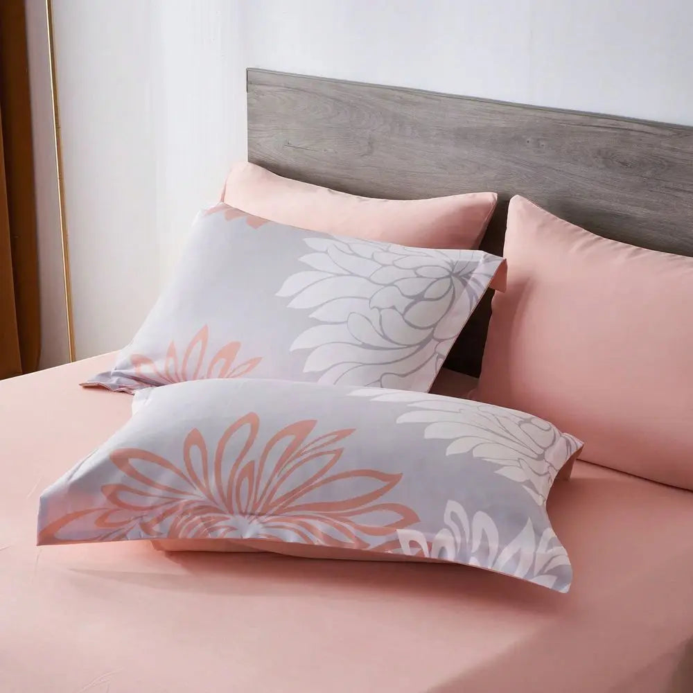 Twin Size Floral Printed Bed In A Bag 5Pcs, Chic Pattern Comforter Set, Ultra Soft Summer Bedding, Practical Bedding for Hotel & Room Decoration