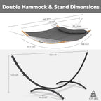 Outdoor Standing Patio Hammock with Foldable Stand in Dark Gray, Patent Pending