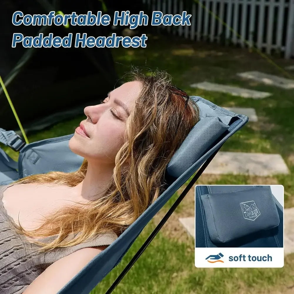 Portable Heavy-Duty Hammock Chair with Adjustable Backrest, Supports 300lbs, Ideal for Camping, Travel, and Patio, Blue 2-Pack
