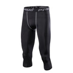 Sports Cropped Pants Running Gym Compression Elastic Waist Polyester Tight Slim All Season Men Capri Leggings