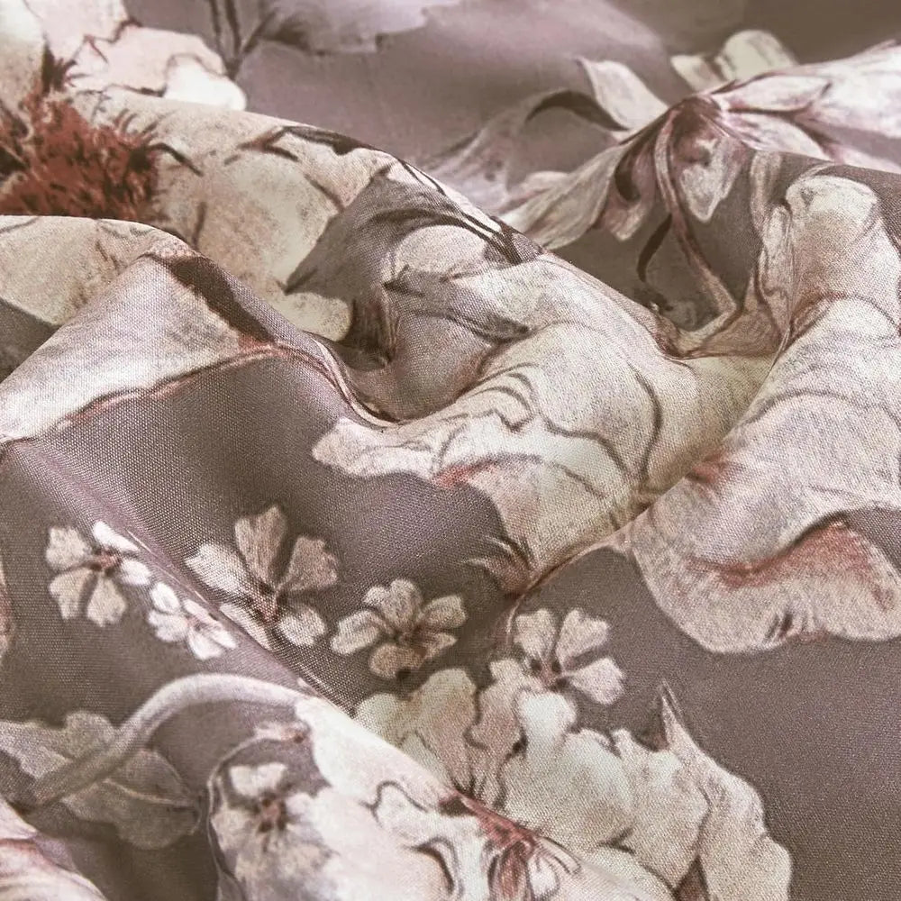 King Size 7-Piece Mauve Botanical Bedding Set