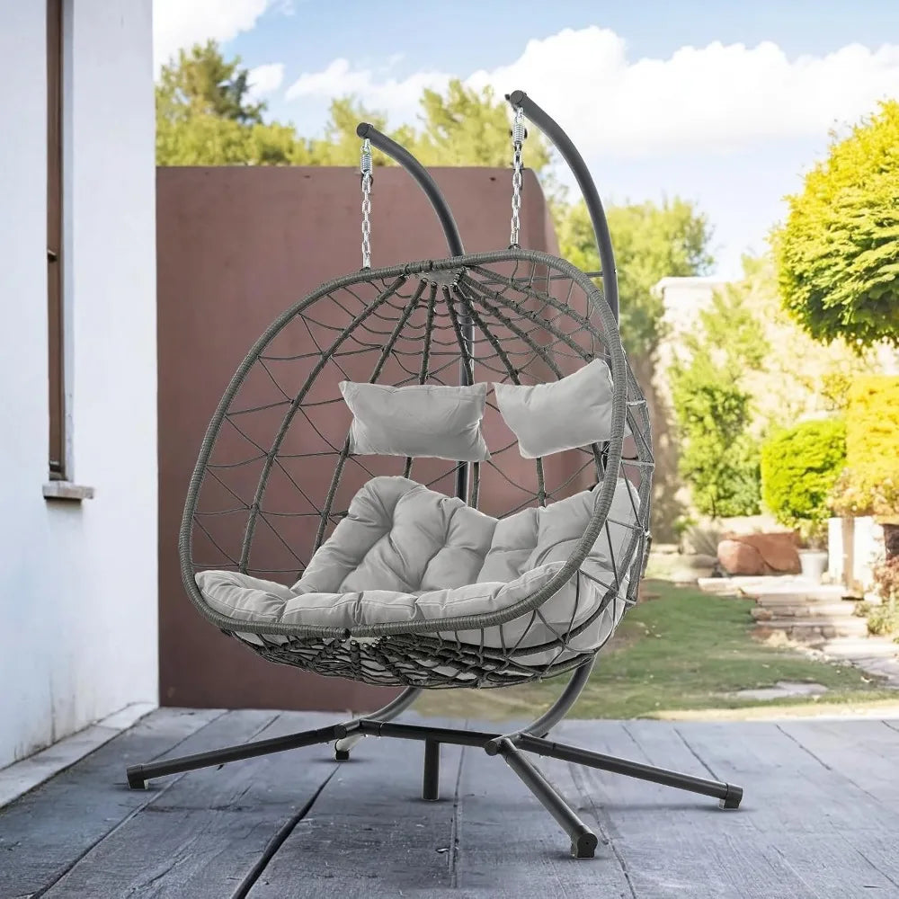 Two Person Hammock Swing Chair with Cushion for Indoor and Outdoor Use