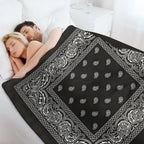 Black Bandana Paisley Art Blanket Soft and Warm Throw Digitally Printed Super Soft Micro Plush Blanket for Sofa Bed Living Room