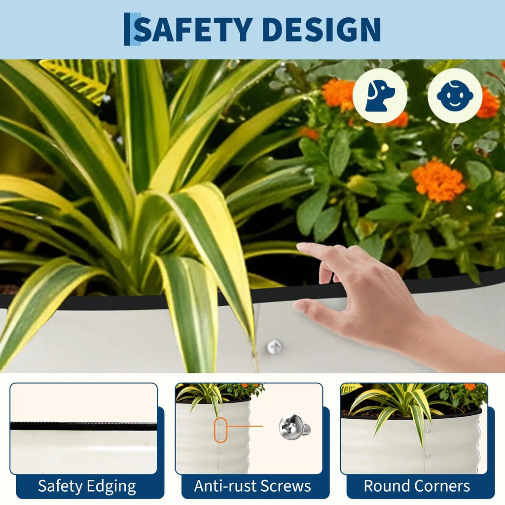 2 Pack 8x4x2FT Galvanized Raised Garden Beds, Rustproof Metal Planter Boxes Open Bottom For Vegetables Flowers Herbs Outdoor Garden