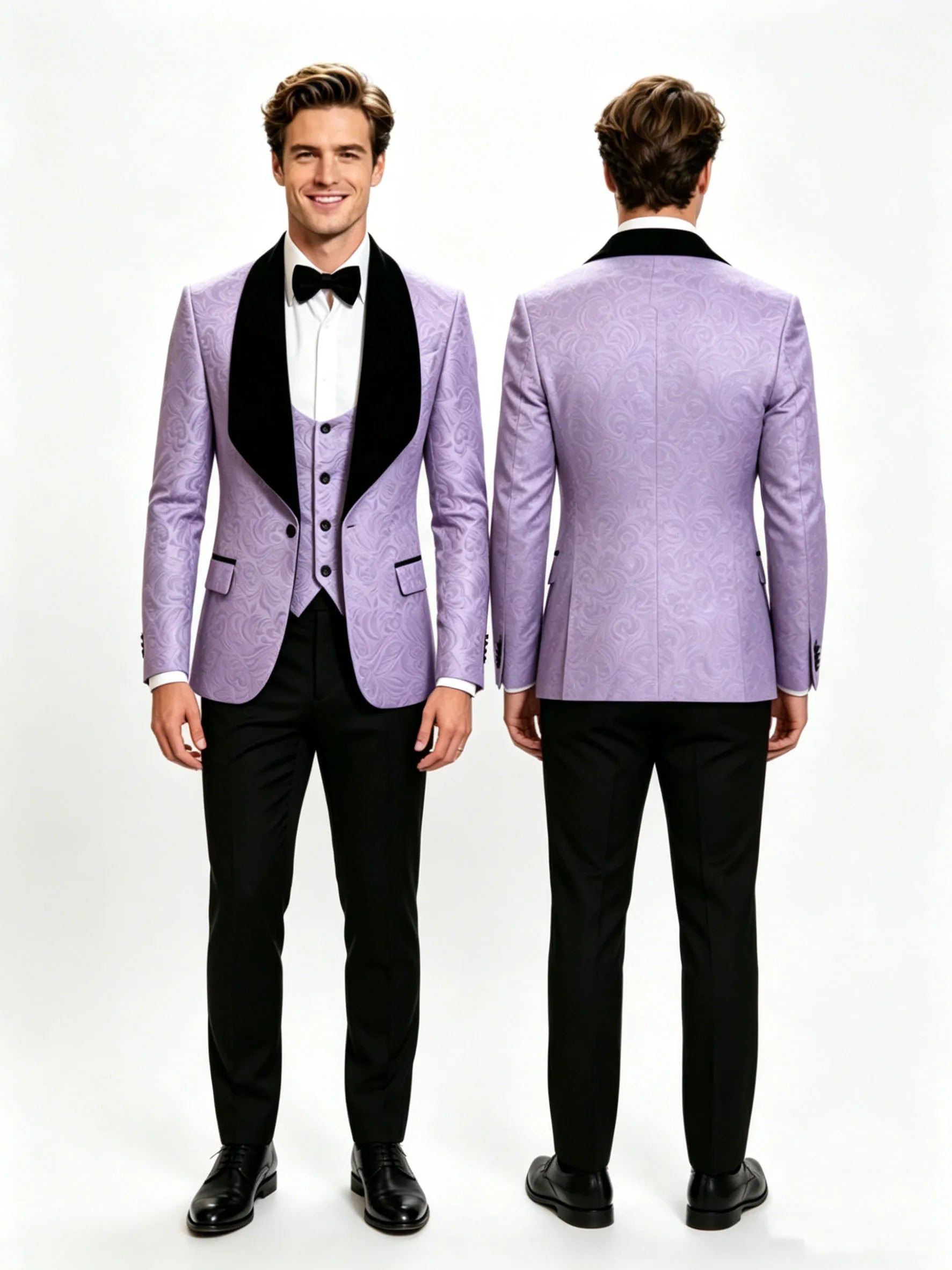 Men Suit 3 Piece Slim Fit Tuxedo for Men Paisley Suit Tux Shawl Lapel One Button Blazer Waistcoat Pant Set for Prom