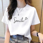 Tshirt Women Top Short Sleeve T Shirts New Korean T Shirt for Women T Shirt  Round Neck  Fashion TshirtPrinted T-Shirt for Women