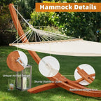 2 Person Heavy Duty Hammock with Stand for Outdoor Spaces, 550lbs Capacity, White-Yellow