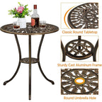 Patio Bistro Sets 3 Piece, Outdoor Rust-Resistant Cast Garden Table and Chairs, Bronze