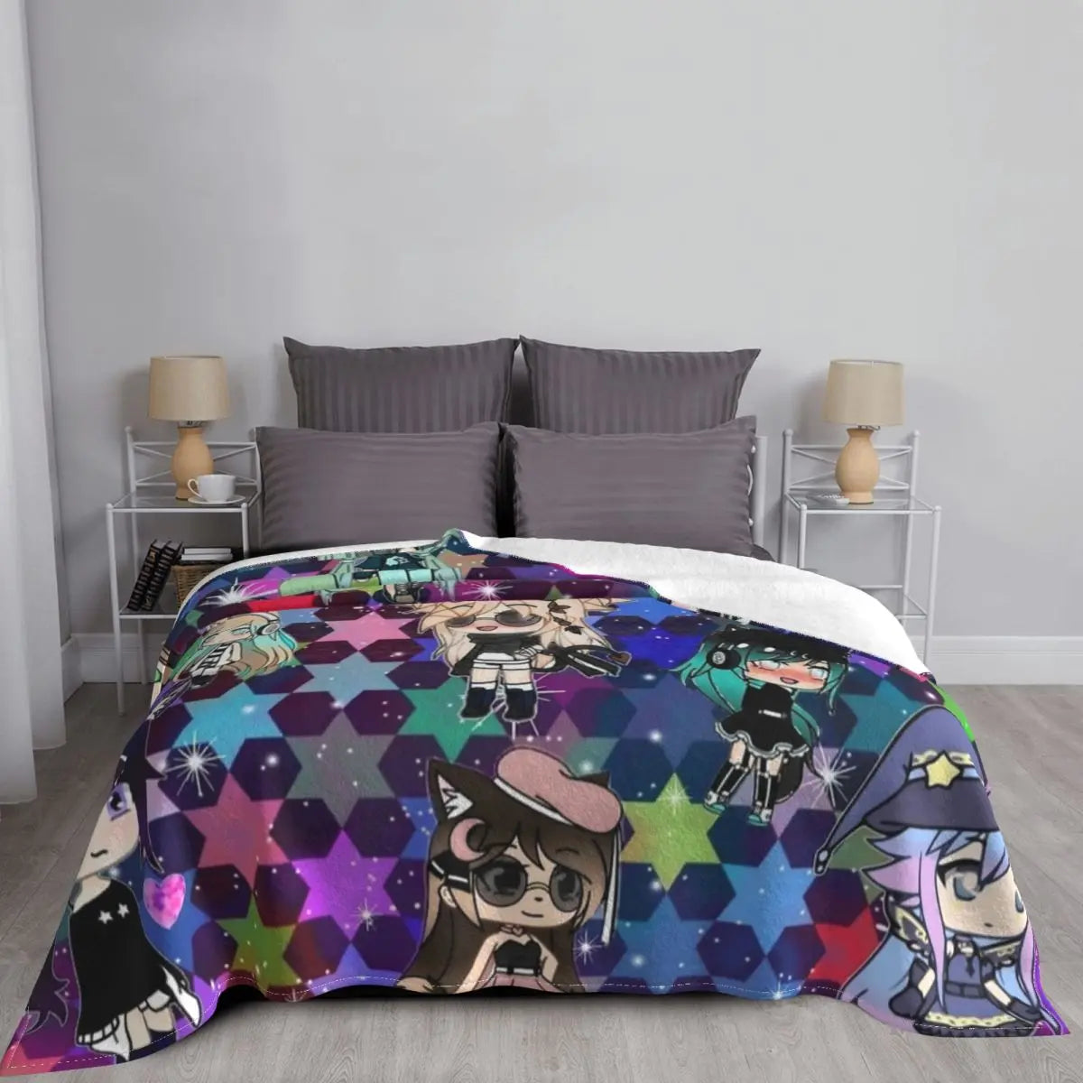 Gacha Life Girl Bundle Pack Stars Blanket Velvet Summer Portable Lightweight Thin Throw Blanket for Bedding Car Rug Piece