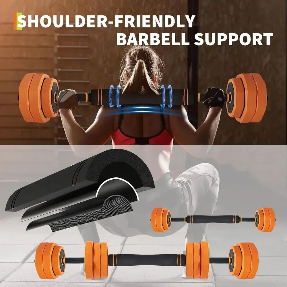 44/66/88 LBS 4-In-1 Adjustable Home Gym Set - Dumbbell, Kettlebell, Barbell, Strength Training for Full Body Workout