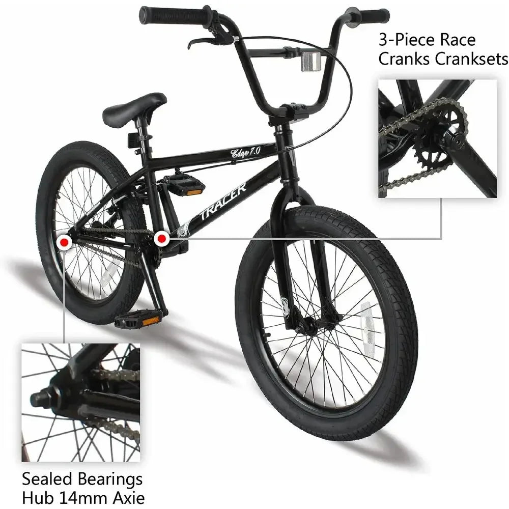 20-Inch BMX Bike for Kids: Entry to Intermediate Level, Unisex Design, Hi-Ten Steel Frame, U Brake, 2/3-Piece Crank Options