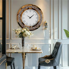 Large Mirror Wall Clock with Crushed Diamond Edge, Sparkling Bling Bling Crystal Round Clock for Living Room, Luxury Glamorous Home Decor, Silent Non-Ticking Quartz, Silver/Tawny Roman Numeral Modern Wall Art