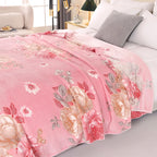 1pc Floral Style Warm Bedspread Fleece Blanket Plaid Travel Shawl Sofa Nap Blankets Home Bedsheet Manta