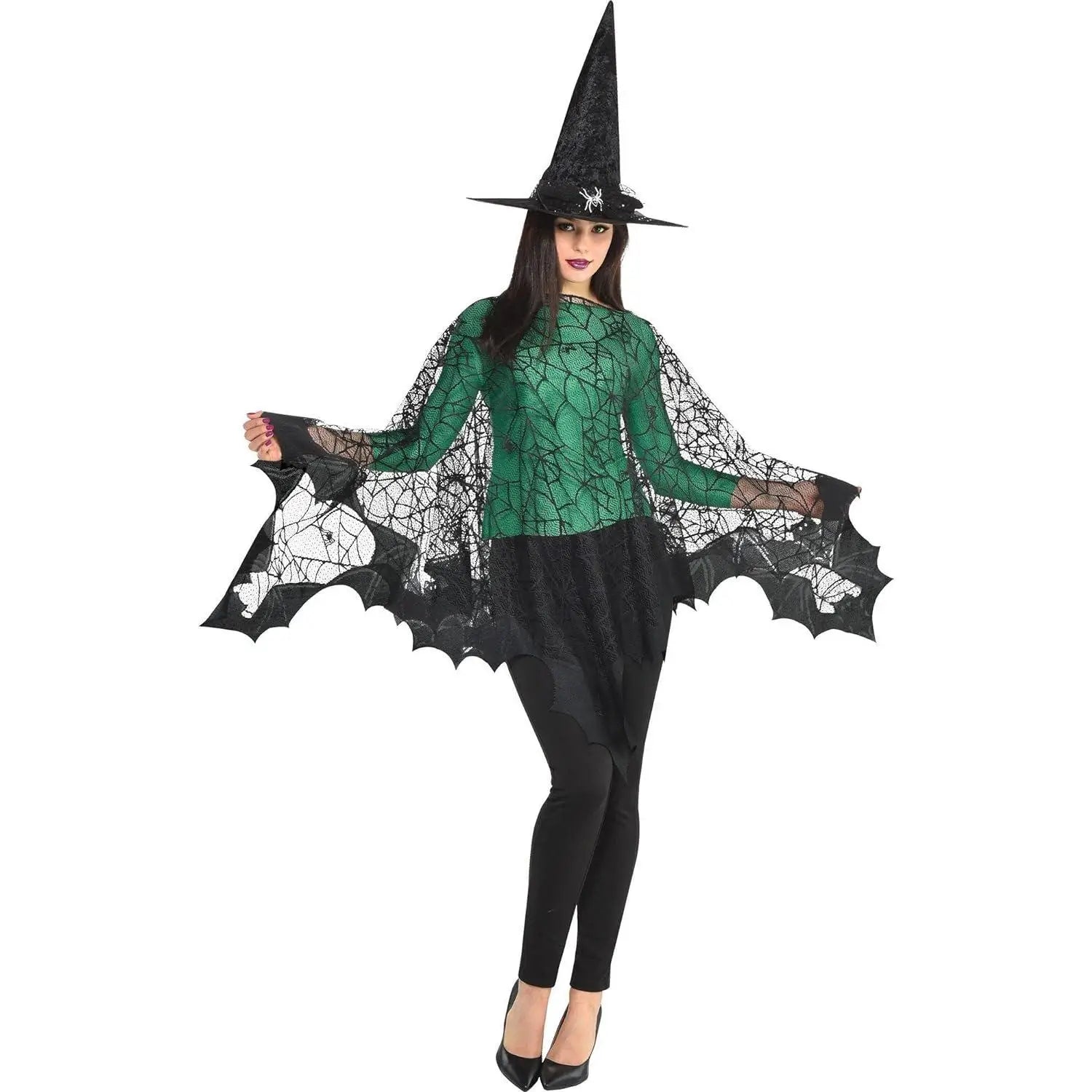 1 piece of Halloween spider web bat cape for adults and children, European style, black festive costume, knitted clothing