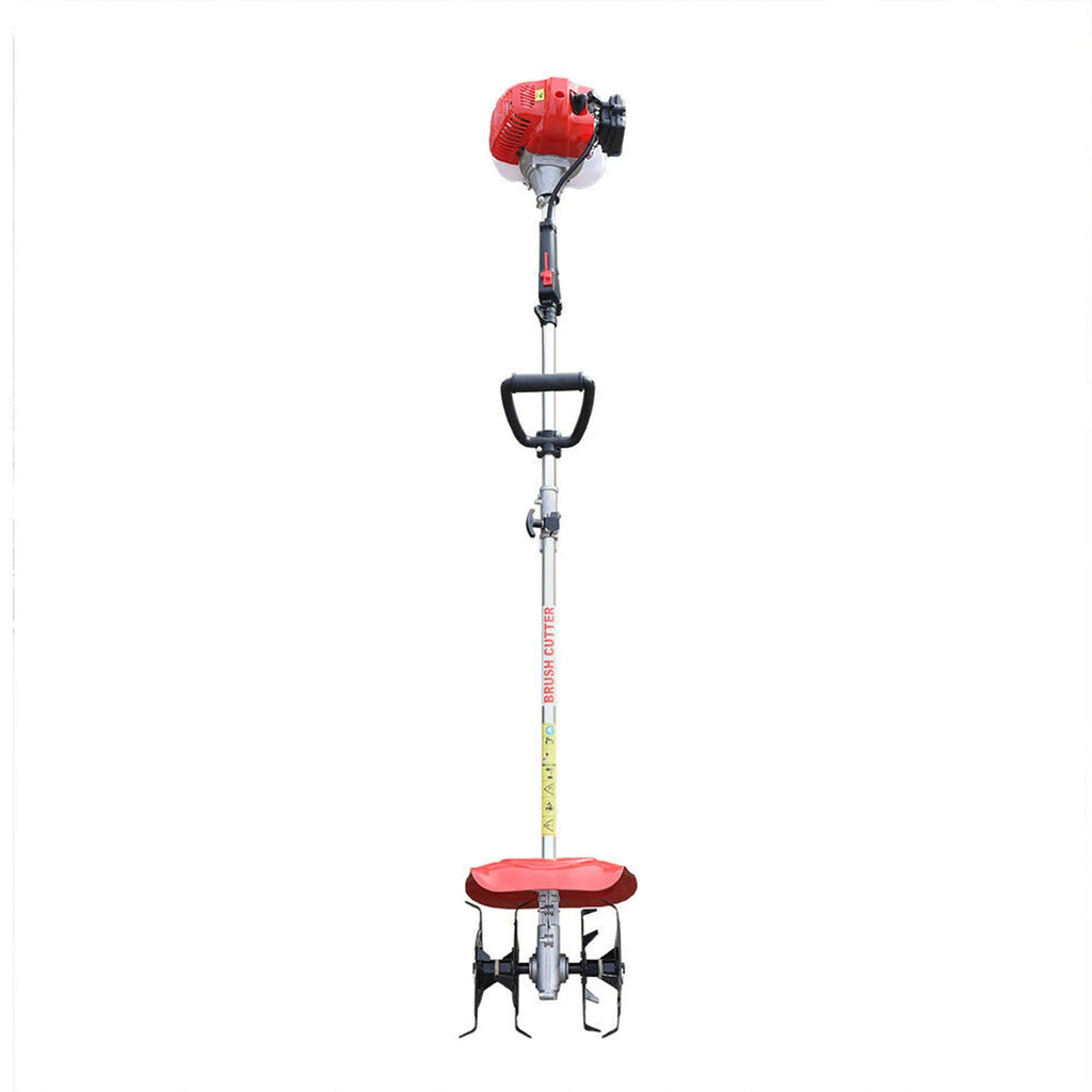 51.7cc Gas Tiller Cultivator, 1.45kW 2-Stroke Engine, Shoulder Strap & Fender, Lightweight for Garden, Farm, Soil Loosening