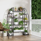 Metal Plant Stand Industrial Bookshelf Multilayer Ladder Garden Flower Pot Rack
