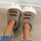 3D Cat Paw Plush Slippers Warm Slip-on House Shoes Comfortable Fluffy Home Slippers Anti Slip Cute Paw Slippers for Men Women