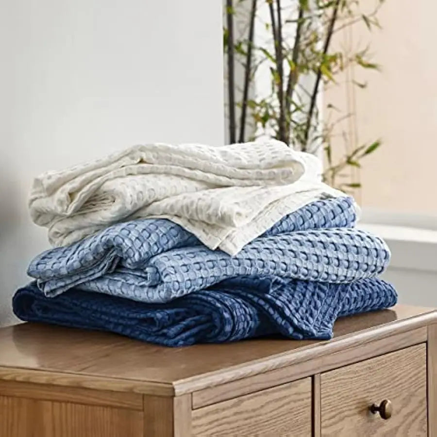 Bedsure Cooling Cotton Waffle King Size Blanket - Lightweight Breathable Summer Blanket of Rayon Derived from Bamboo for Hot Sle