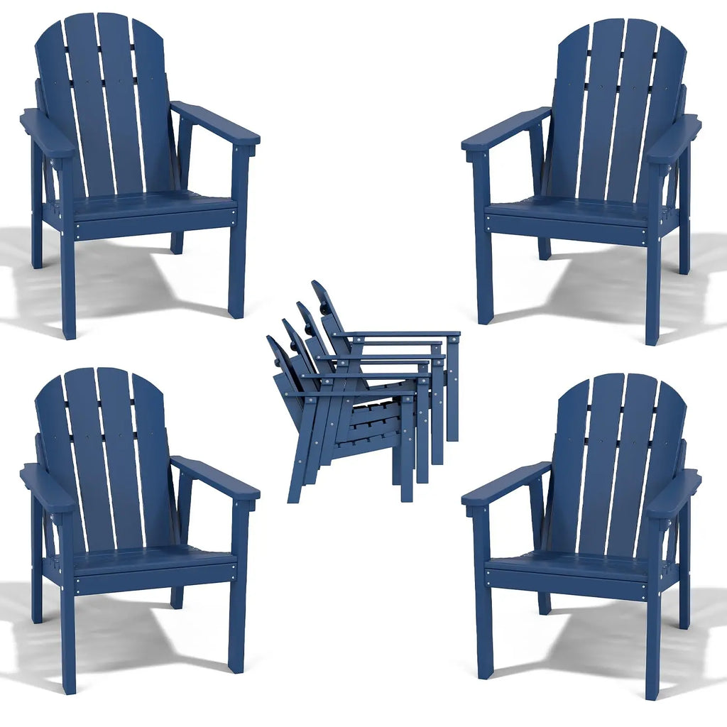 Adirondack Chair Set of 4, All Weather HDPE Fire Pit Chairs, Oversized Plastic Adirondack Chair for Outdoor,, Customized