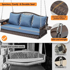 Durable 3-Person Porch Swing with 900lbs Capacity, Hanging Chains, Cushions, and Cup Holder