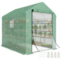 6' x 8' Walk-In Greenhouse with PE Cover, 4-Tier Shelves, Steel Construction, Roll-Up Door for Growing Vegetables, Saplings, and