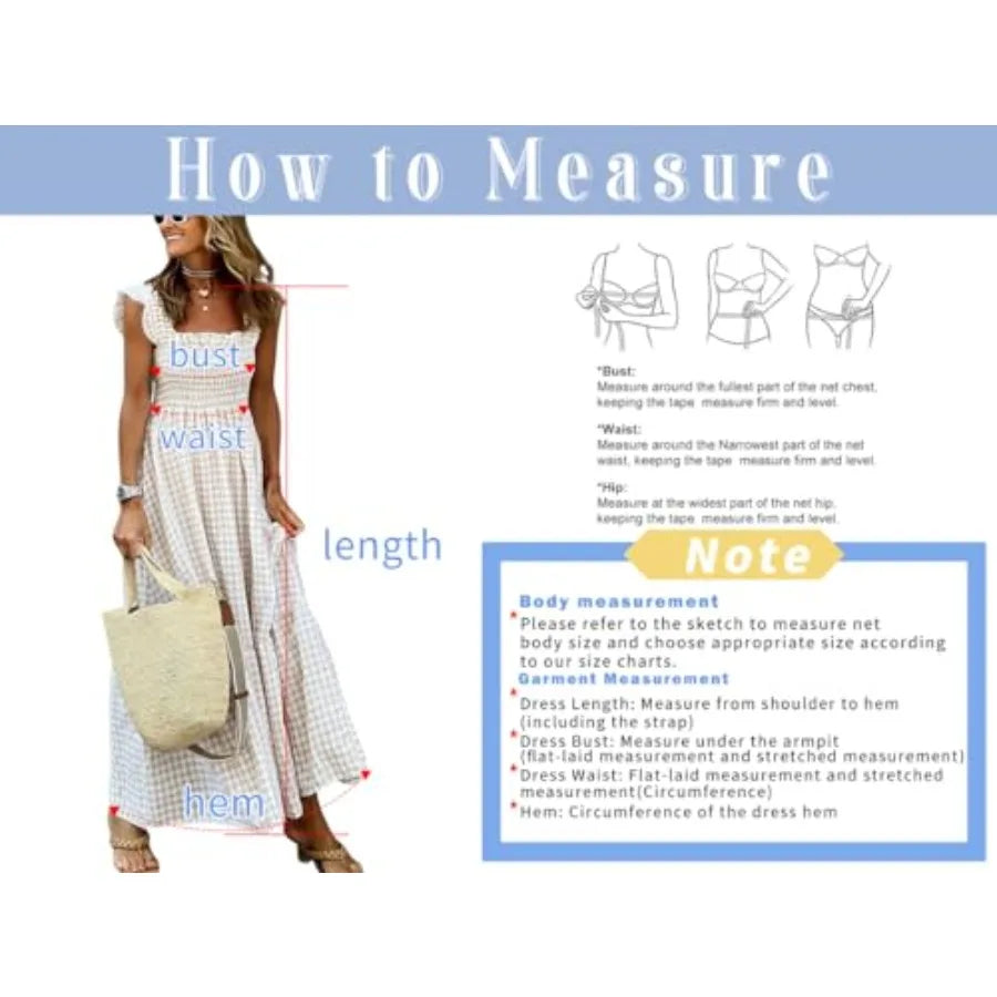 chouyatou Women's Retro Plaid Smocked Dress Spaghetti Strap Flounce Long Dress