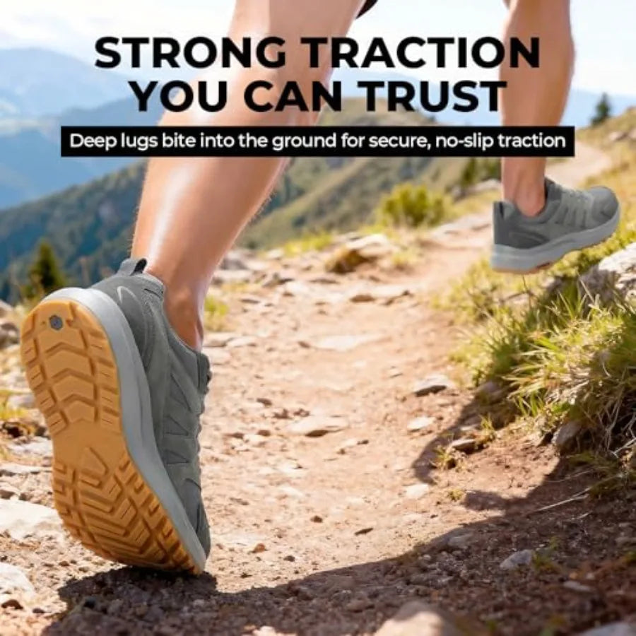 FitVille Men's Outdoor Hiking Shoes with High Traction Outsole, Water-Resistant and High Rebound Cushioning, Low-Top Trailing S