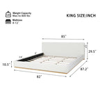 Elegant White Upholstered King Bed with Solid Wood Frame for Ultimate Comfort