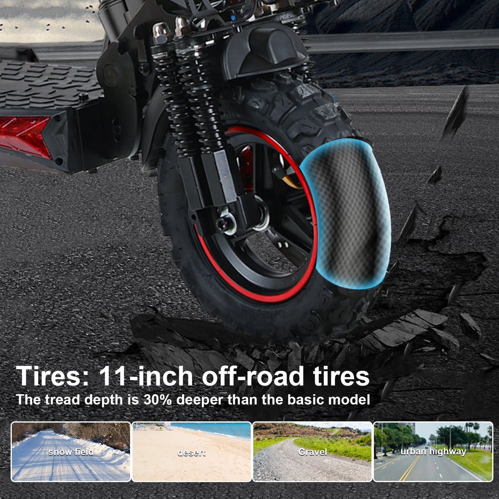 FREEBOY Adult Electric Scooter 1200W, 11'' Off Road Tubeless Tires, 30mph Fast E Scooter, 48V 15.6Ah Battery, Dual Disc Brake, Folding All Terrain Scooter
