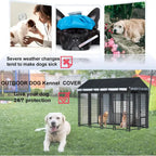 Outdoor Dog Kennel Cover - ull Coverage or 8'Dx4'Wx6'H Dog Cages, 600D Heavy Duty Waterproo Kennel Cover, Black