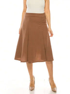 Plus Size Solid Flared Midi Skirt Lightweight A-Line For Everyday Wear