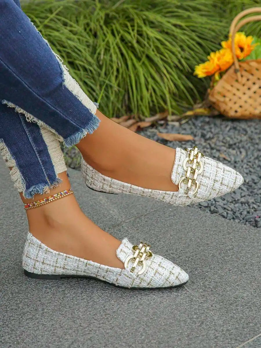 Pink Bowknot Pointed Toe Slip-On Flats For Women Comfortable Casual Summer Shoes