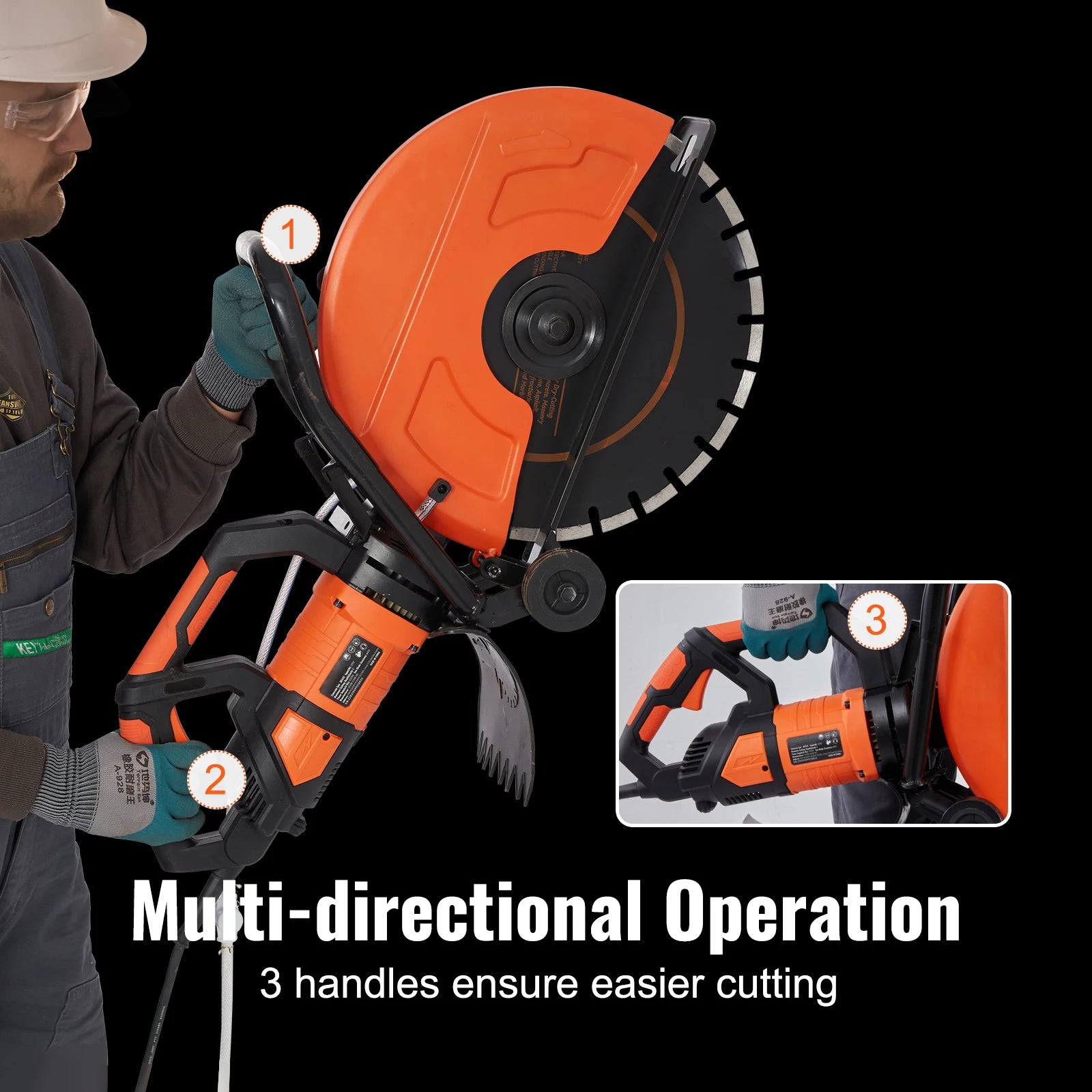 SucceBuy Electric Concrete Saw 16 in 3200 W Motor Circular Cutter with Max. 6 in Adjustable Cutting Depth Pump Blade for Brick