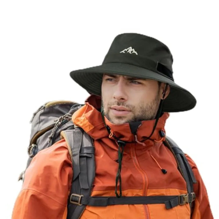 L/XL/XXL UV50+ Waterproof Bucket Sun Hat for Fishing Golf Hiking All-Weather Outdoor Rain Hat Stiff Brim