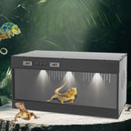 PVC Large Reptile Tank, 31.5x15.8x15.8 Front Opening Reptile Terrarium w/ Dual Temperature Controller Snake Enclosure Reptiles Feeding Box w/ Glass Sliding Door for Chameleon Lizard Snake