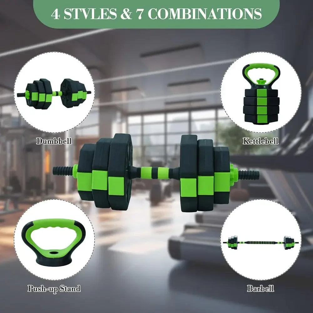 All-in-One 44 lbs Adjustable Dumbbell Set: Bar, Kettlebell, and Push-up Stand - Versatile Home Gym Equipment for Men & Women, Gr