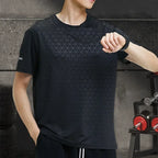 Summer Men Athletic Short Sleeve Dry Fit Sport T Shirt Polyester Breathable Gym Yoga Golf Workout Daily Top