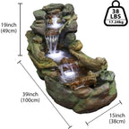 Multi-Tier Outdoor Water Fountain with LED Lights, Suitable for Patio, Garden, and Backyard Décor