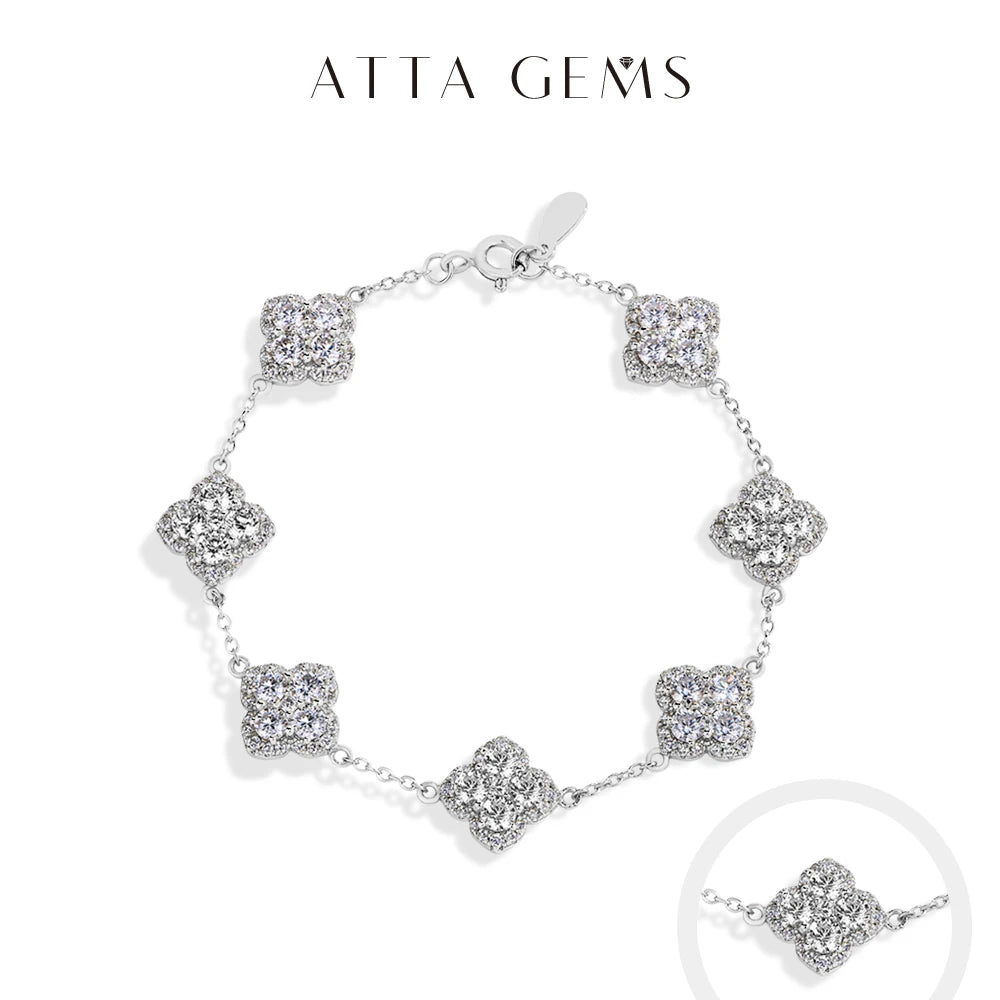 ATTAGEMS Full D VVS1 Moissanite Bracelets S925 Silver Yellow Gold Plated Bracelet for Women Lucky Jewelry Shipping From the USA