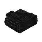 Black Fleece Throw Blanket 50"×60" for Couch Sofa Bed, Super Soft Cozy Plush Microfiber Flannel Blanket with Stripes Design Lig