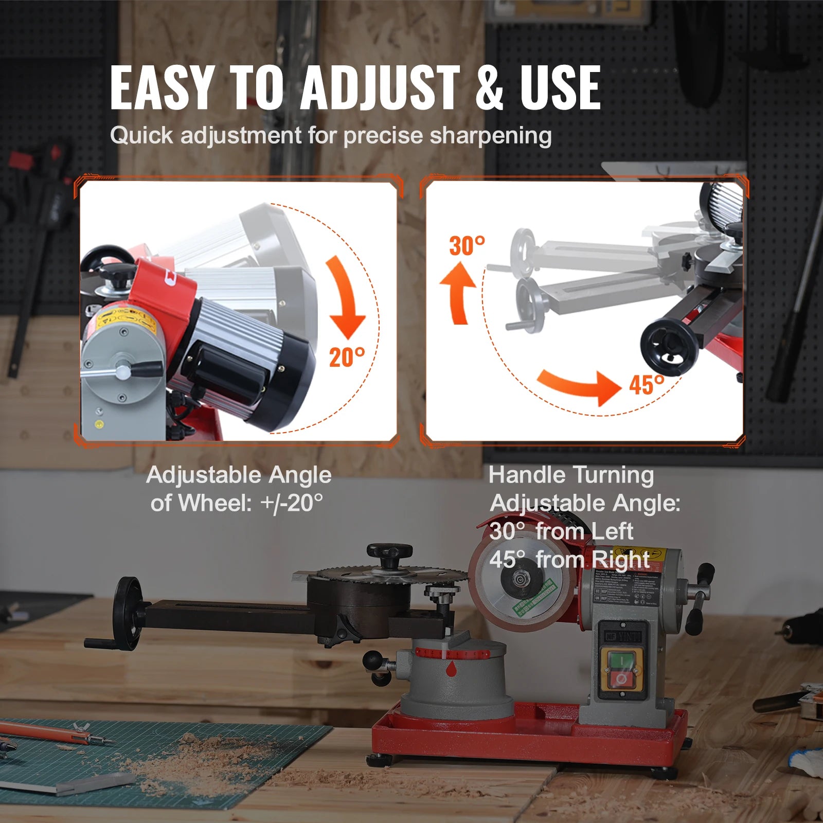 SucceBuy Circular Saw Blade Sharpener 370W Sharpening Machine 3600RPM Saw Blade 5Inch Wheel Rotary Mill Polisher for Carbide
