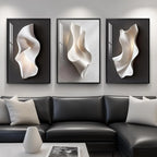 Large Framed Modern Wall Art for Living Room, 3 Piece Black and White Abstract Contemporary Pictures Artwork Decor, Geometric Luxury Bright Style Prints Paintings for Hallway and Office 24x36 Inch