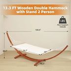2 Person Heavy Duty Hammock with Stand for Outdoor Spaces, 550lbs Capacity, White-Yellow