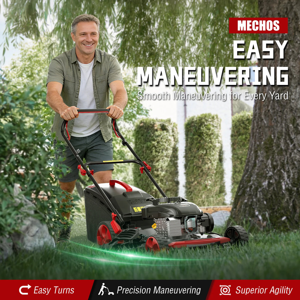 201cc 4-Stroke Gas Hand Push Lawn Mower, Gas Self-Propelled Lawn mower, 21-Inch Steel Deck, 3-in-1 Bagging, Side Discharge & Mulching, 7-Position Height Adjustment, Easy Start & Low Maintenance for Small Yards(Hand Push/Self-