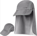 Quick Dry Breathable Sun Hat With Detachable Neck Flap Foldable UPF50+ UV Protection Wide Brim Fishing Baseball Cap For Travel Camping Cycling