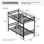 Twin Over Twin Metal Bunk Bed Convertible 2 Single Beds Heavy Duty Noise-Free Frame With Ladder Guardrails No Box Spring Needed Black