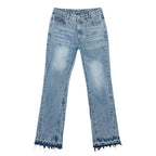 American Vintage Washed Jeans Men Women Retro Distressed Raw Hem Flare Denim Pants Y2K Grunge Streetwear Loose Hip Hop Trousers 2026