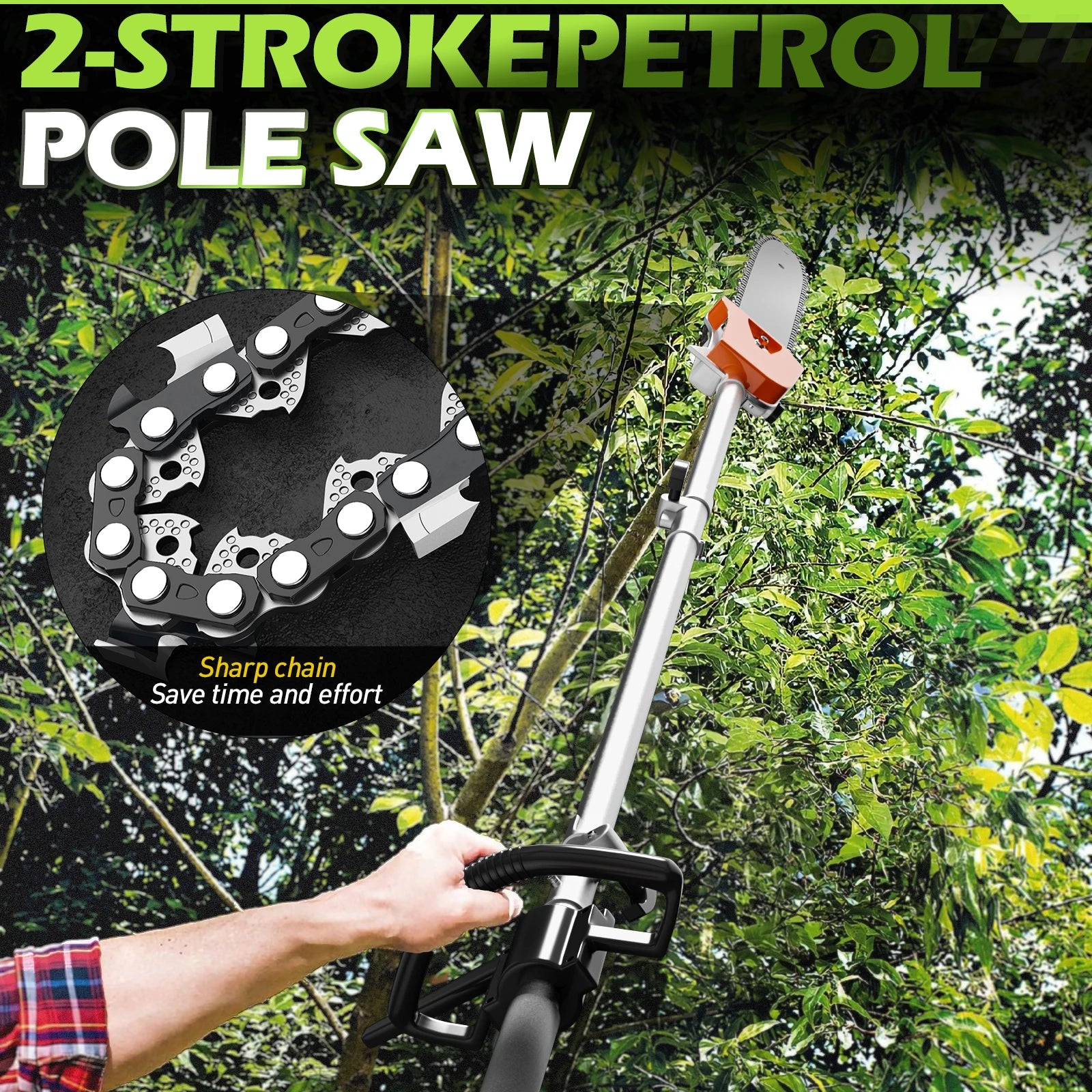 52cc 6 in 1 Gas Hedge Trimmer,Brush Cutters Weed Eater Wacker Gas Powered,Gas Pole Saw Chainsaw,Grass Pruner Multifunctional for Yard Garden Lawn Care