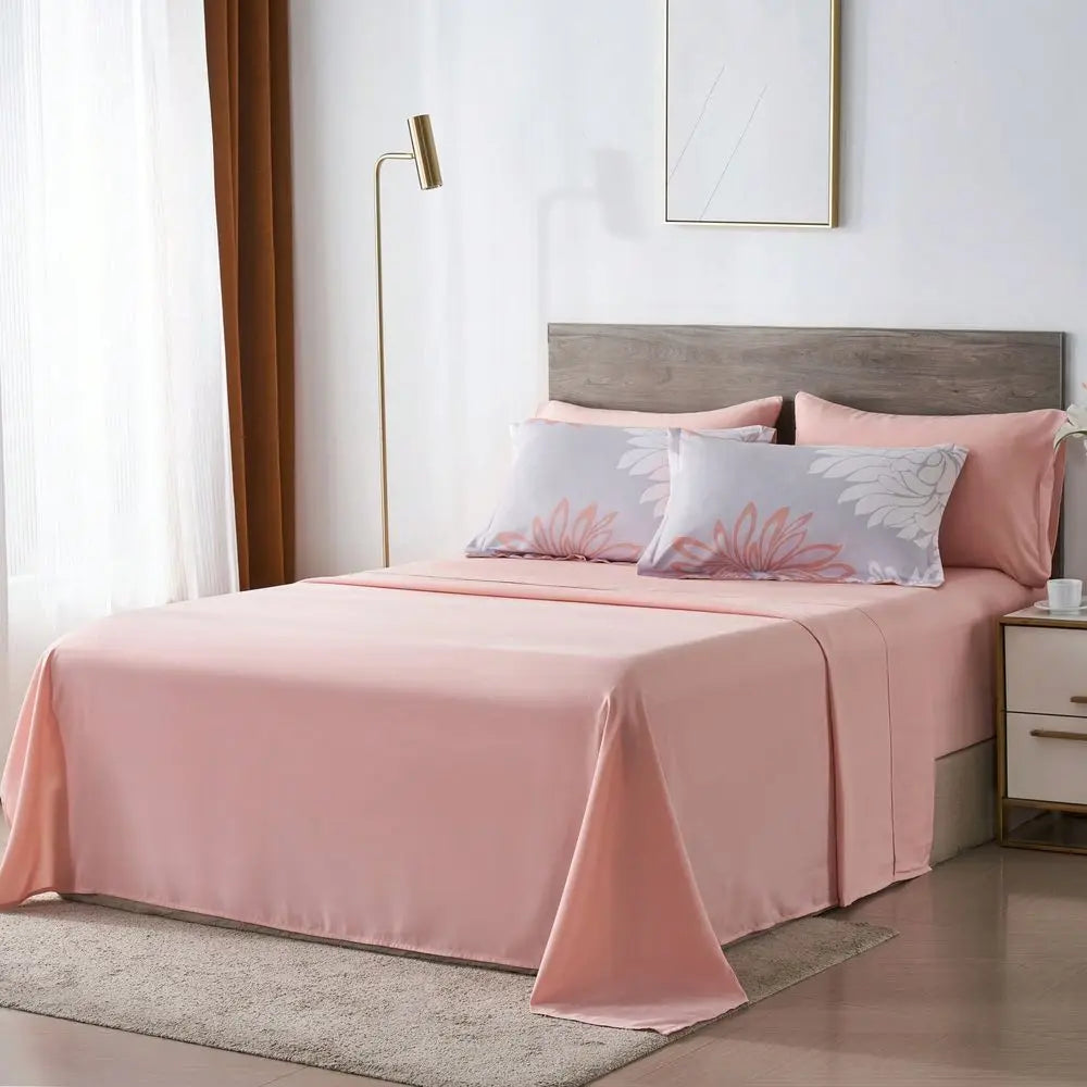 Twin Size Floral Printed Bed In A Bag 5Pcs, Chic Pattern Comforter Set, Ultra Soft Summer Bedding, Practical Bedding for Hotel & Room Decoration